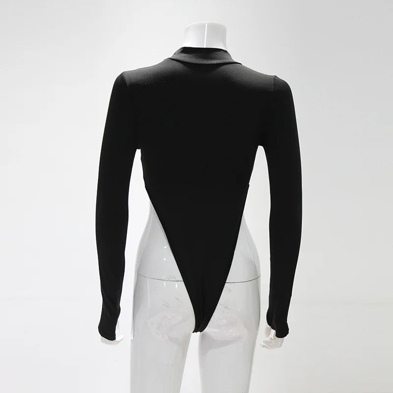 Women Jumpsuits Fashion Bodysuit Elegant Long Sleeve Slim Fit Casual Body Top Ladies Long Sleeve Leotard Stretch Autumn Romper