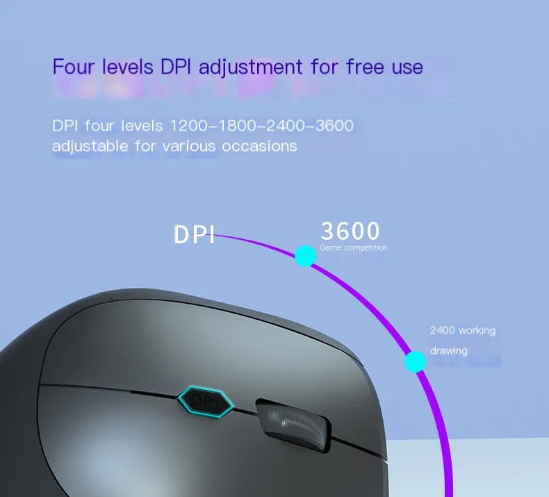 Wired Vertical Mouse Low Noise Button Ergonomics Design 3600 DPI Adjustable With Finger Support Mause Office Use Or Play Game