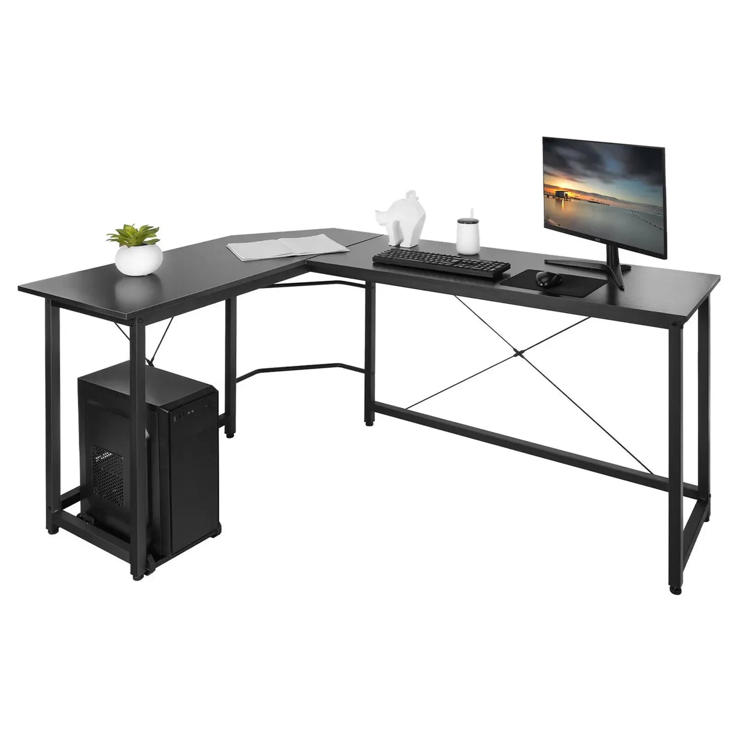 Homfa 66.5"(170cm) L Shape Desk Computer Gaming Laptop Desk Home Office Corner Workstation Table Study Desk 170x120x75cm