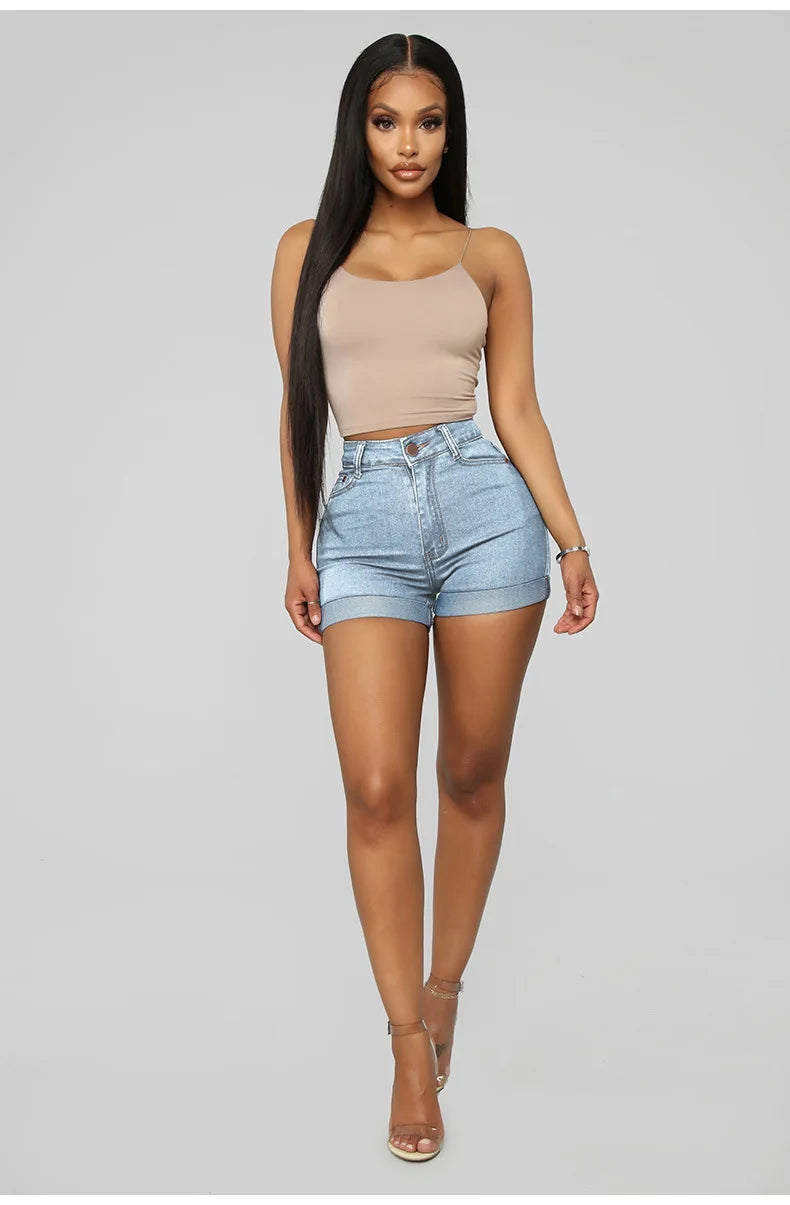 Women Casual Slim Fit Pockets Denim Shorts Wrap Buttocks Solid Mini Jeans Female 2024 Sexy High Strecth Vintage Short Pants