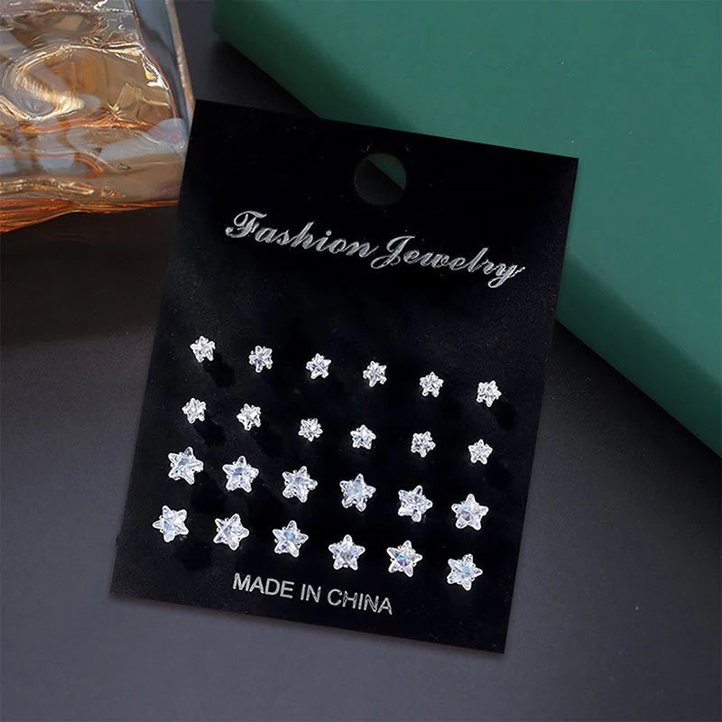 1Set   For Women Men Jewelry Accessories Gifts Fashion Luxury Rhinestone Stud Earrings Set Shiny Simple Wedding Stud Earrings