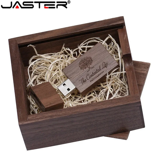 JASTER 1PCS free custom logo walnut maple wood Photo Album usb+Box usb flash drive Pendrive 8GB 16GB 32GB Wedding gift box