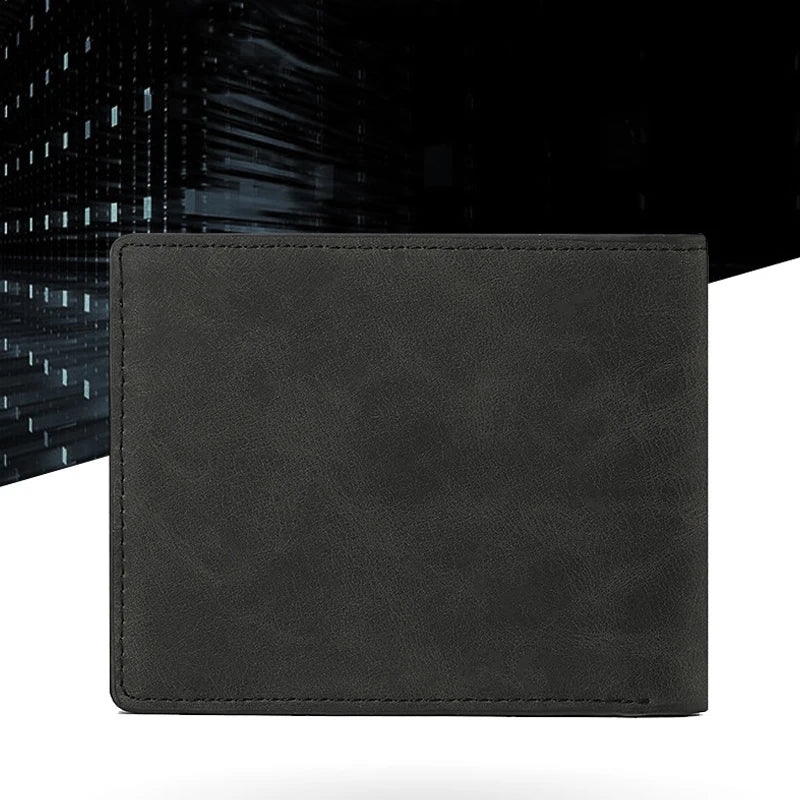 Men's Genuine PU Leather Wallet - Short Vintage Zipper Design with Money Clip, Soft Business Wallet for Students