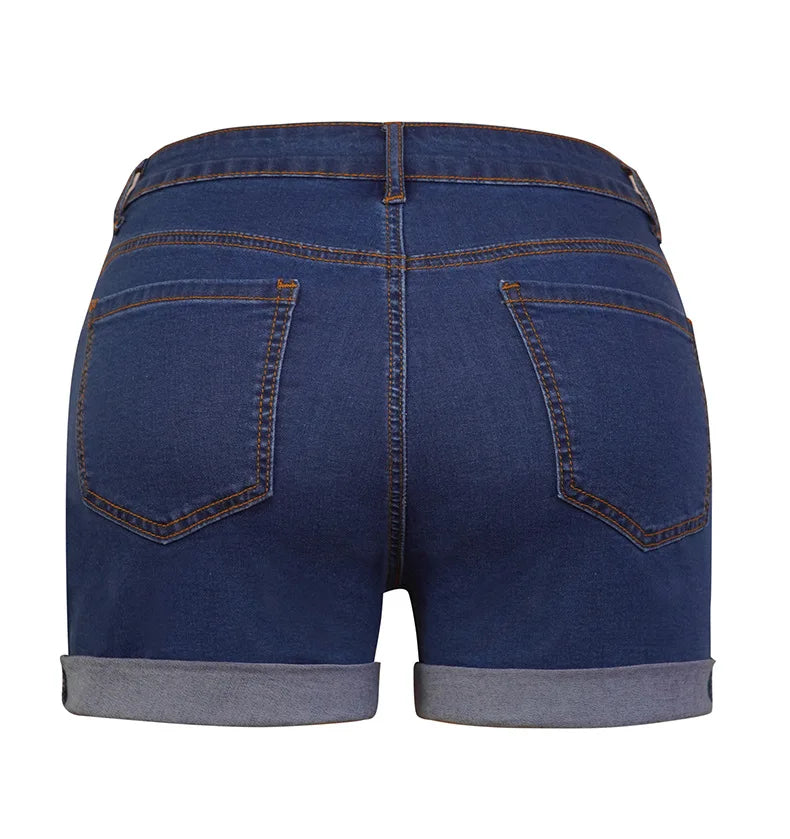 Women Casual Slim Fit Pockets Denim Shorts Wrap Buttocks Solid Mini Jeans Female 2024 Sexy High Strecth Vintage Short Pants