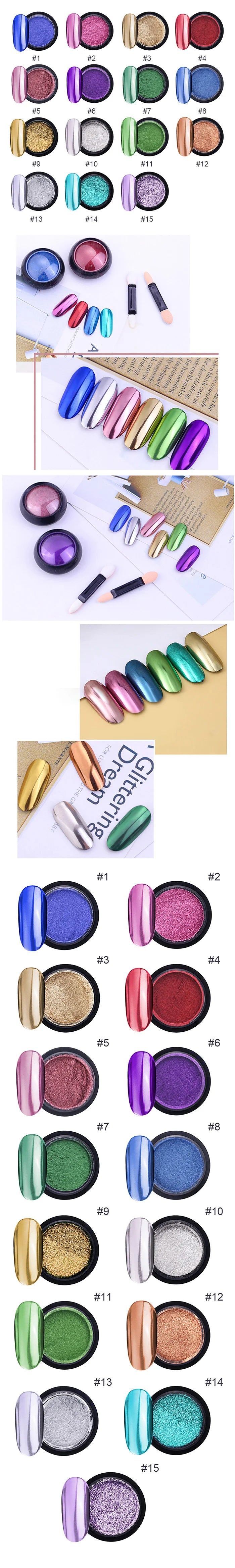 1Box Nail Mirror Glitter Powder Metallic Colorful Dust Metal Effect Nail Glitter Gold Nail Art UV Gel Polish Chrome Flakes Dust
