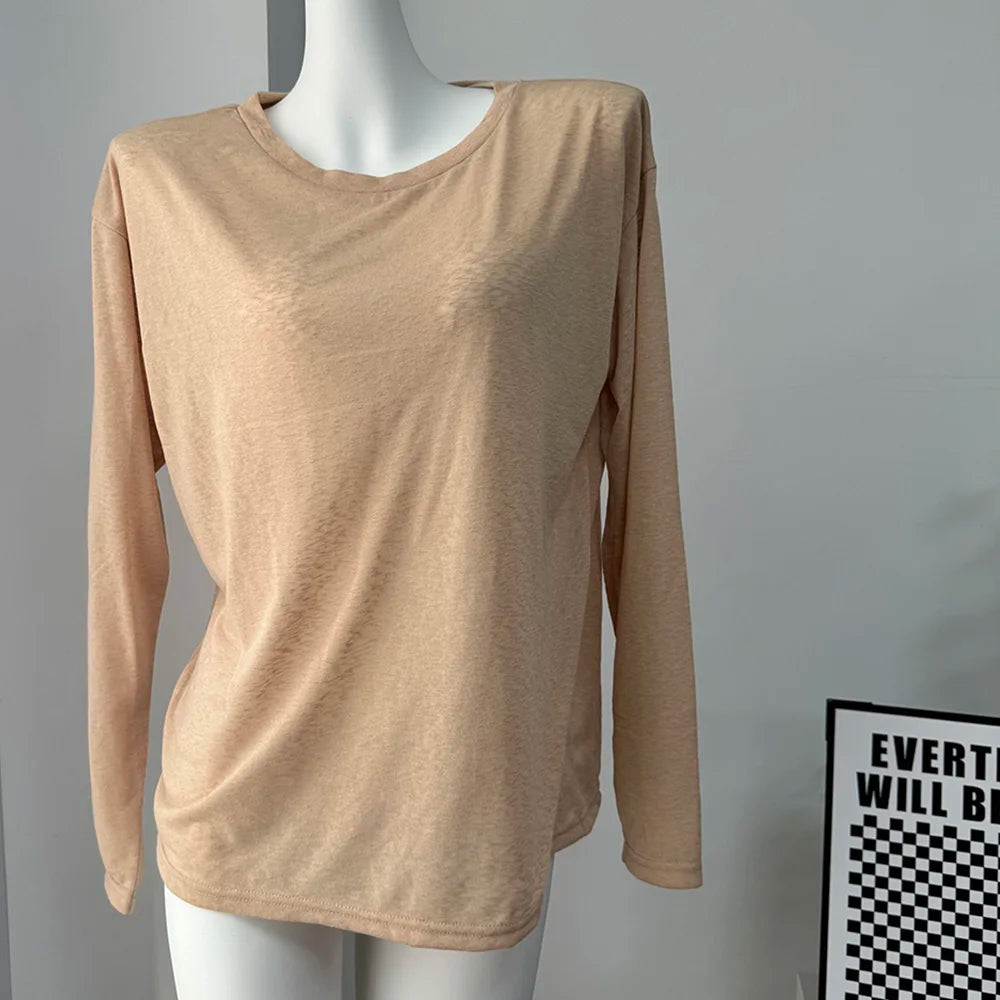 Hirsionsan 2025 Basic soft  T Shirts Women Summer autumn Long Sleeves Loose Bottom Tees Ladies Casual Knitted Soft Woman Tops