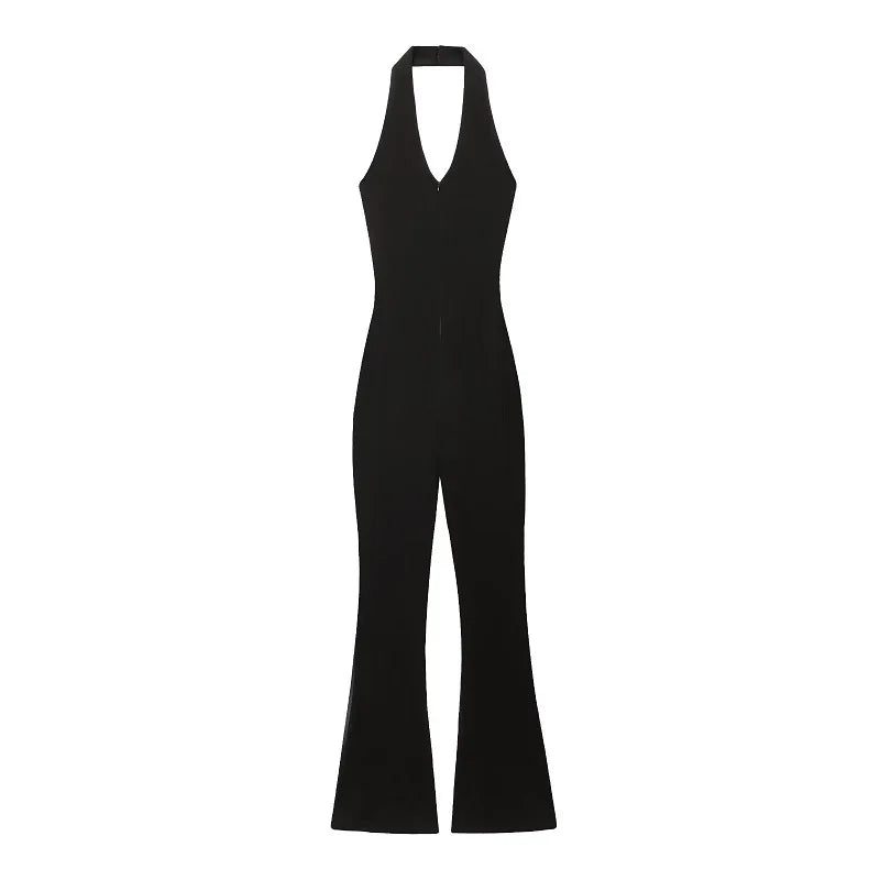 MUJER 2025 Long Jumpsuit Woman Flared Fitness Jumpsuits for Women Black Summer Woman Jumpsuit Sexy Sleeveless Backless Overalls