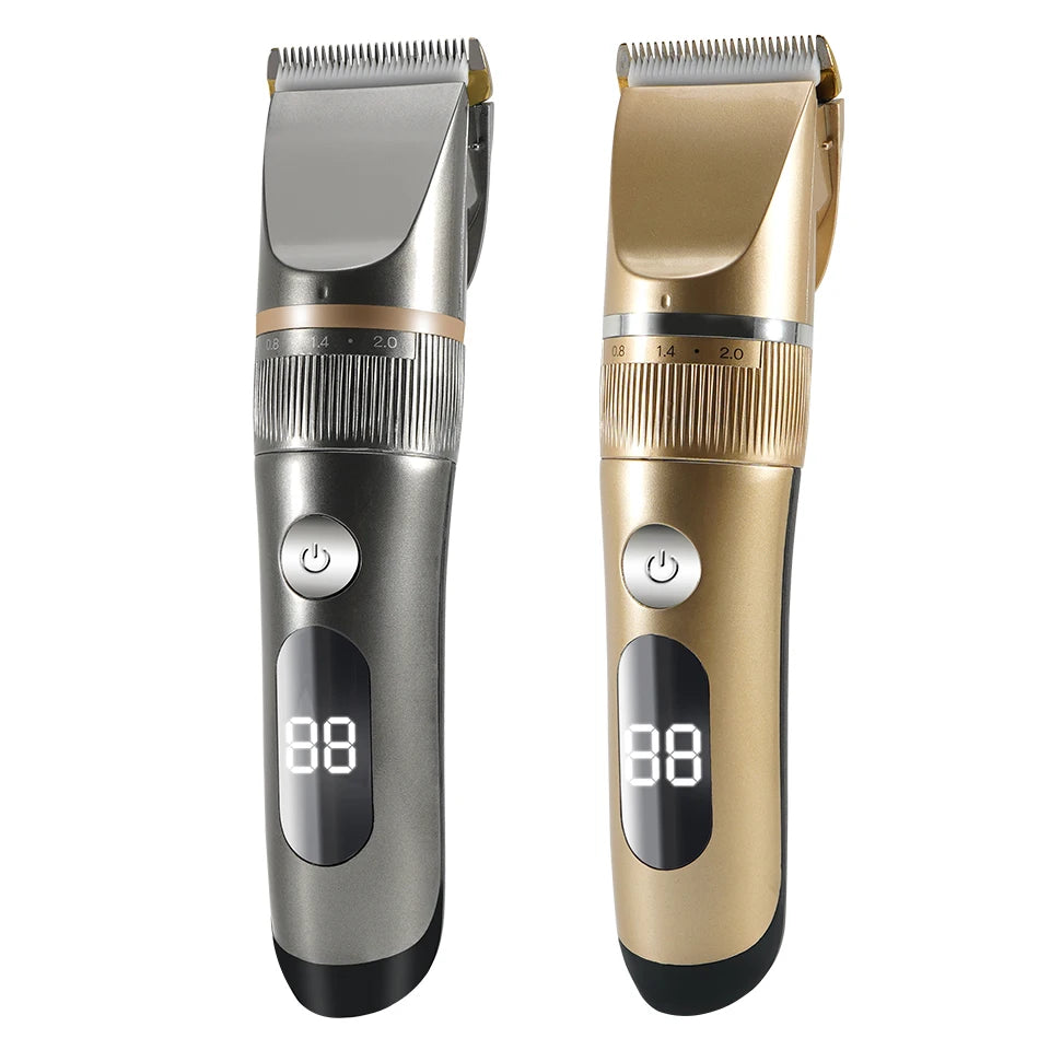 Professional Hair Clipper Electric Men's Trimmer Rechargeable Hair Cutting Machine LCD Display Head Trimmer 2 Gears