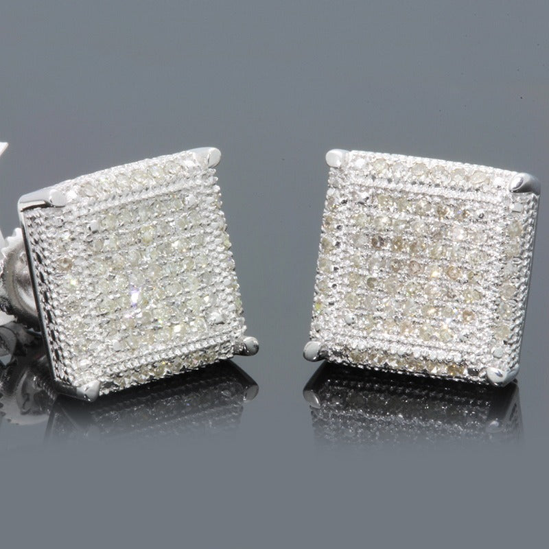 Rock Hip Hop Iced Out Stud Earrings for Women Men Male Ice Studded Zircon Silver Color Piercing Ear Accessories Trend Jewelry