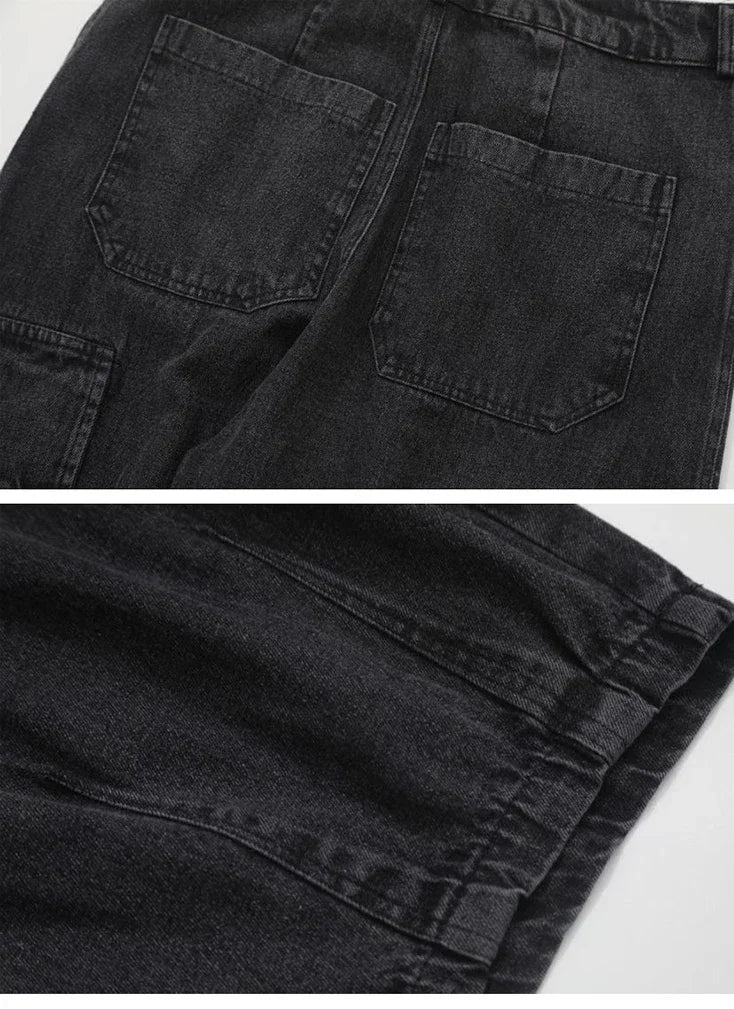 Baggy Jeans Men's Oversize Cargo Korean Black Wide Pants Streetwear Hip Hop Harajuku Male Fashion Straight Denim Pants
