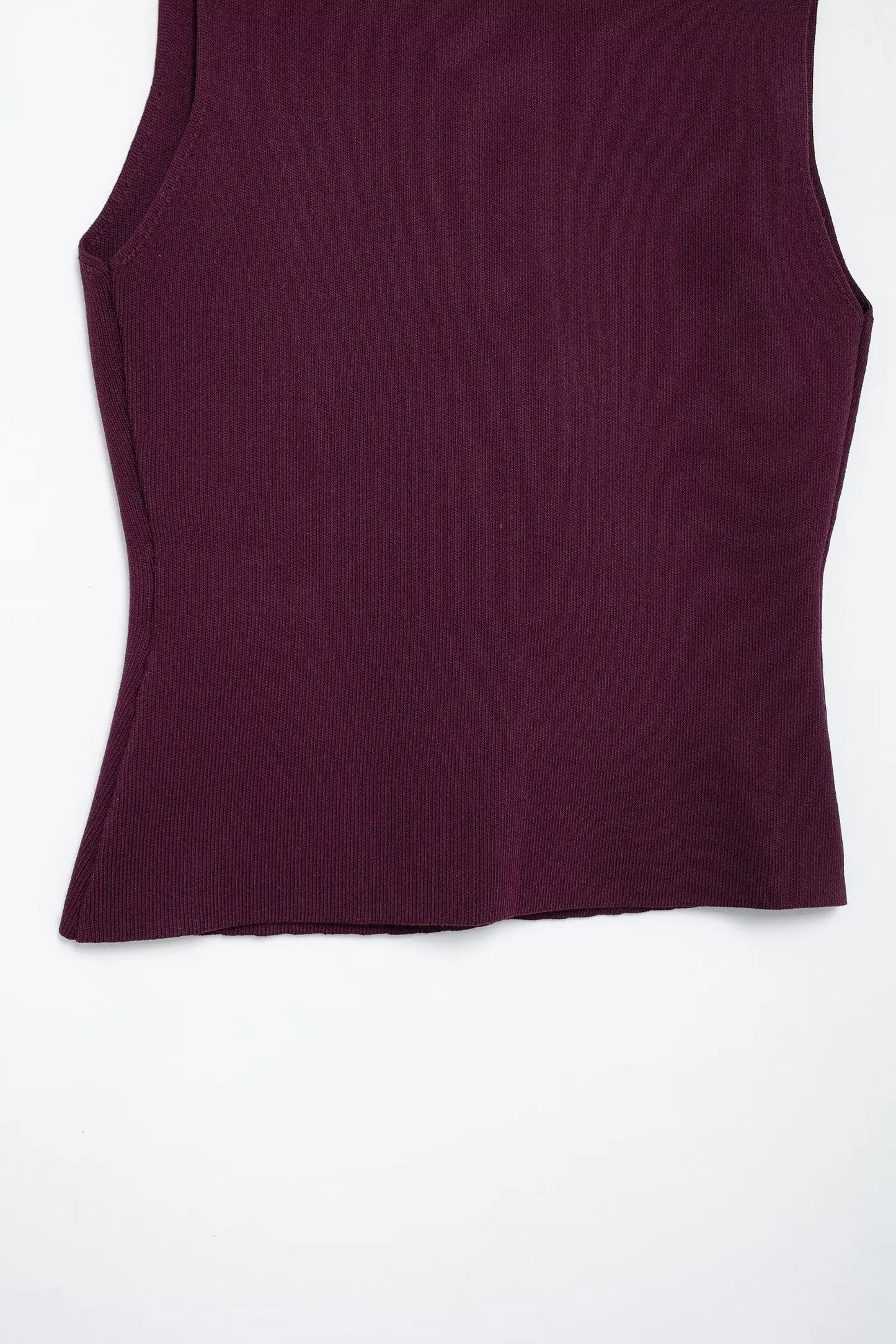 TRAFZA 2025 Women Skirt Set Wine Red Knitted V-Neck Sleeveless Slim Vest +Solid High Waist Zipper Patchwork Long Skirt Street