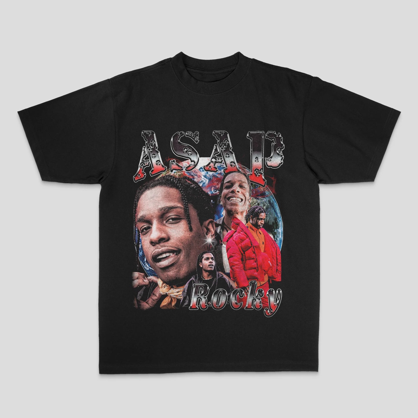 ASAP Hip Hop Rap Rap American Street Print Loose Breathable Crew Neck T-shirt Summer New Men's and Women's Streetwear