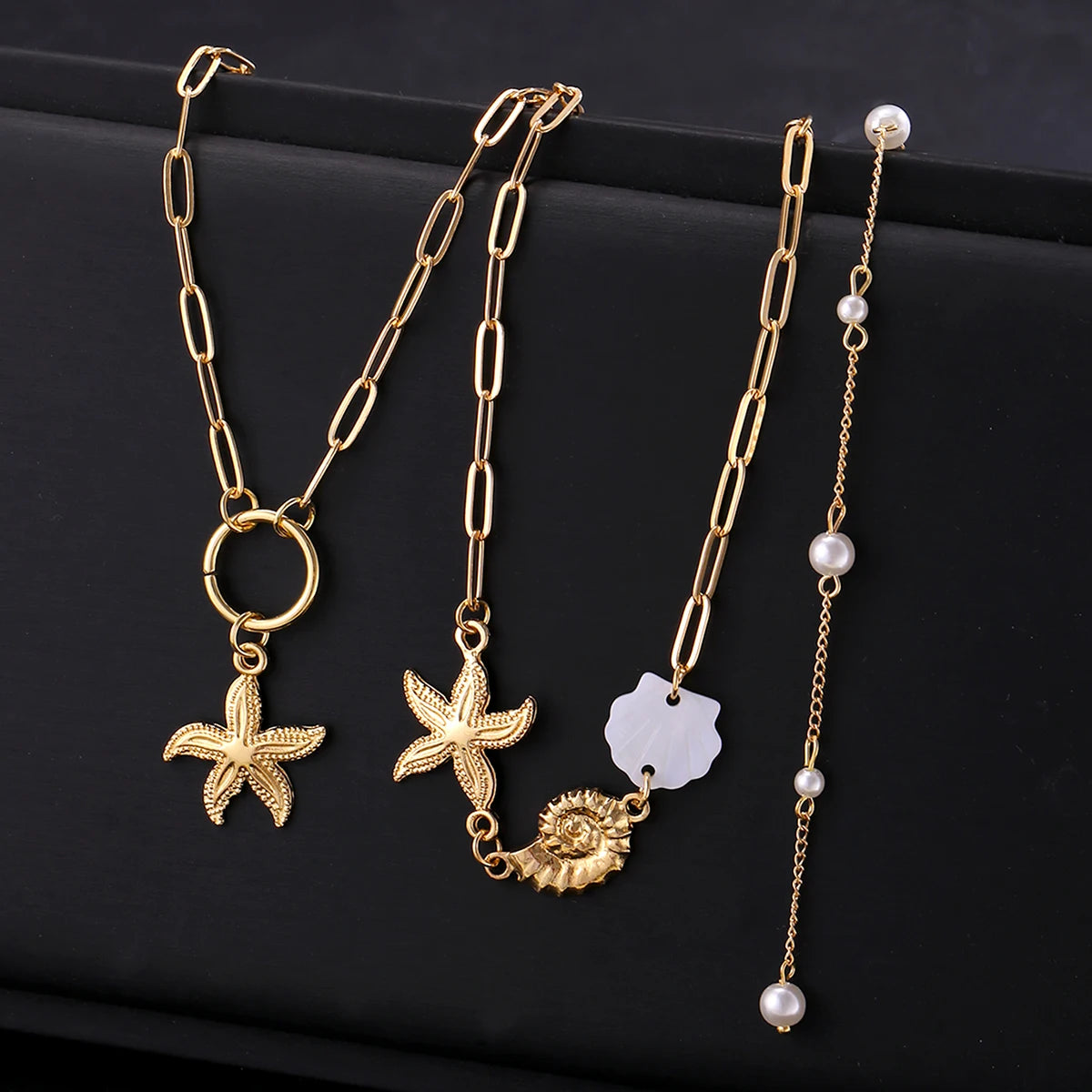 Boho Statement Y-Shape Chain Necklaces for Women Flower Starfish Heart Crystal Pendant Necklace Summer Beach Fashion Jewelry