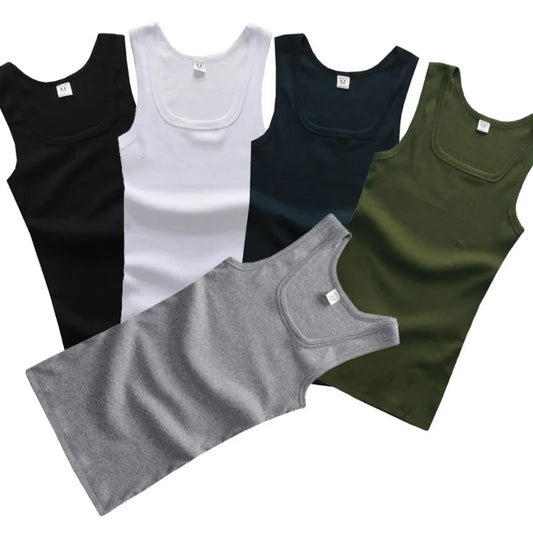 Male Clothes Tank Tops 100% Pure Cotton Sleeveless Fitness T-shirt