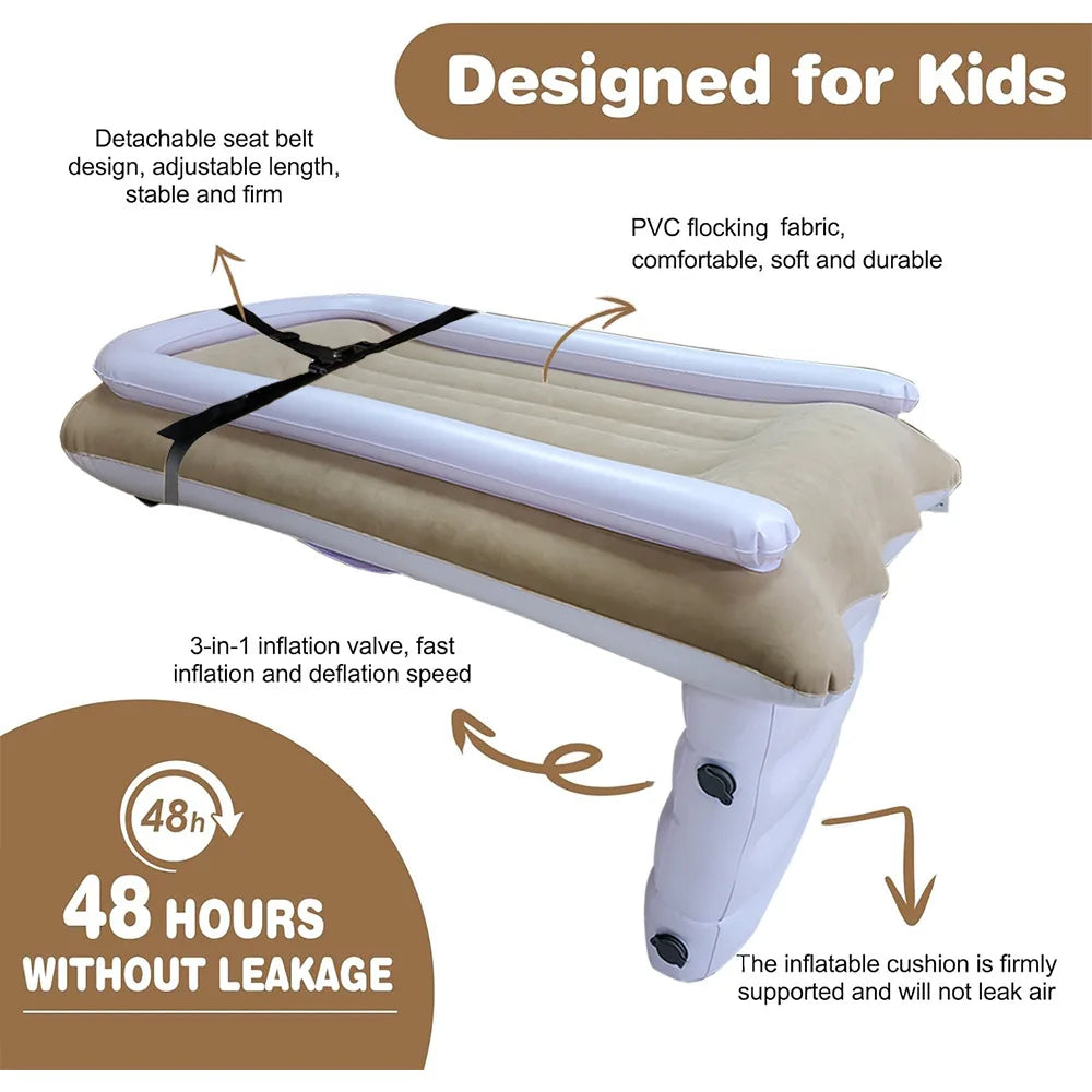 Infant inflatable sleep mattress, baby kids outdoor car plane train universal camping travel mattress pad