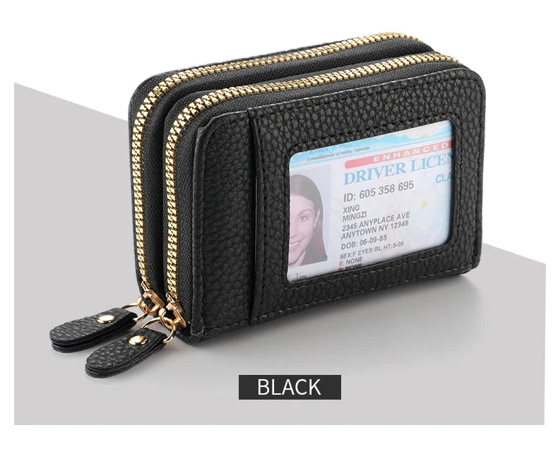 Multi Slot  Holder Fashion Wallet Female Bank Card ID Holder Female PU Leather Protection Case Coin Zipper Wallet