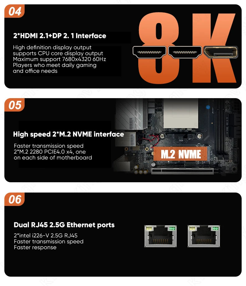 Topton N17 NAS Gaming Motherboard AMD Ryzen 9 8945HS 7940HS R7 8745HS 7840HS 2*2.5G LAN Firewall Mainboard 4*SATA 2*NVMe PCIEx8