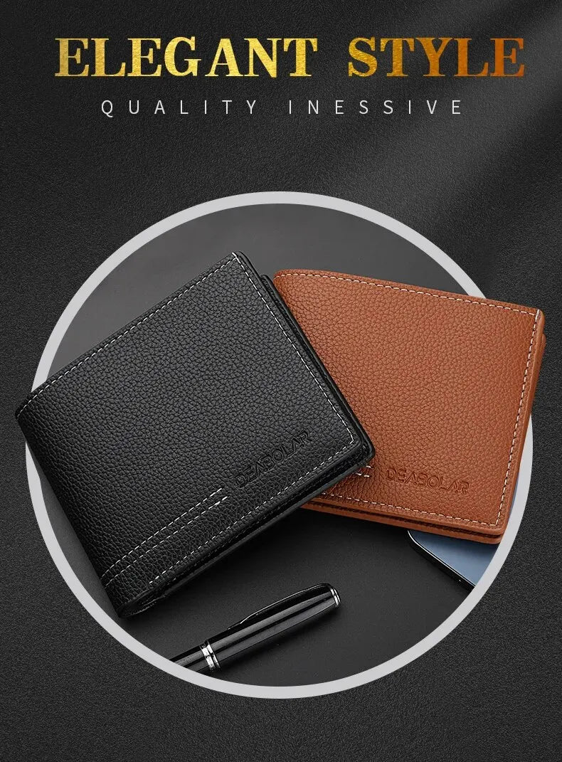 Men New Minimalist Wallet Ultra-thin PU Leather Multi-slot Newly Designed Wallet