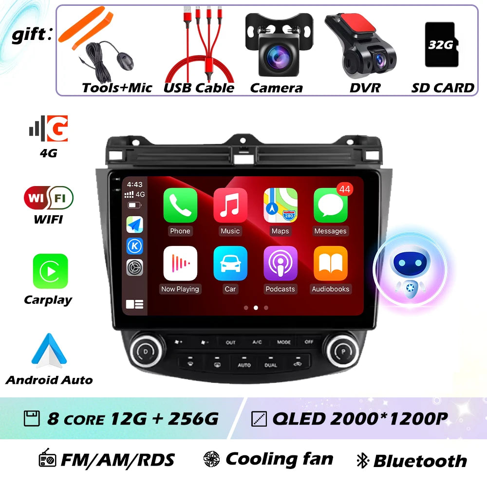 Android OS For Honda Accord 7 CM UC CL 2004 - 2007 Car Radio Navigation 4G WIFI BT No 2 Din DVD GPS CPU Multimedia Player