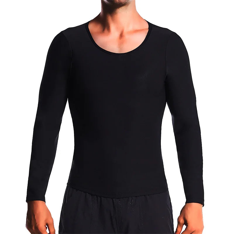 Aiithuug Silver Lined Hot Sauna Sweating Long Sleeve Fat Burn Croset Workout Body Shaper Men Tops Weight Loss Shirts Waist