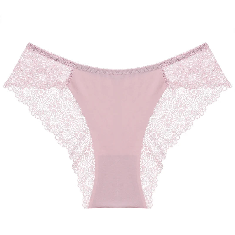 TrowBridge 3PCS/Set Sweet Women's Panties Silk Satin Underwear Lace Sexy Lingerie Girls Breathable Briefs Soft Comfortable Panty