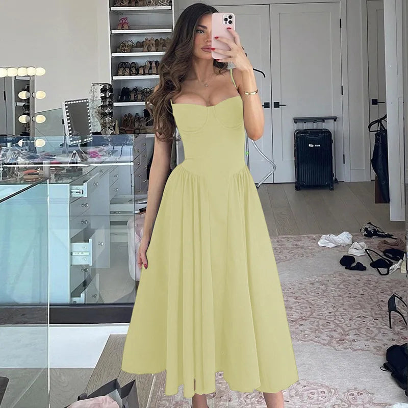 Ladies Elegant Evening Party Fashion Dress Women Sleeveless Backless Bodycon Maxi Dresses Night Club Streetwear Female Outfits