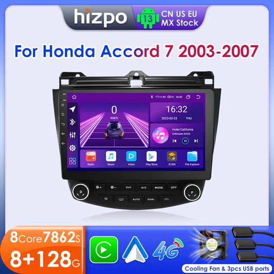 Hzipo AI Voice 10.1" Radio For Honda ACCORD 7 2003 2004 2005 2006 2007 2din Android Auto Carplay 4G Car Multimedia GPS Autoradio