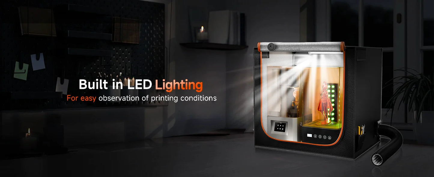 YOOPAI 3D Printer Enclosure 3D Printer Resin Enclosure UV For Creality and all 3D Printer Large size Ventilation Kit LED Light