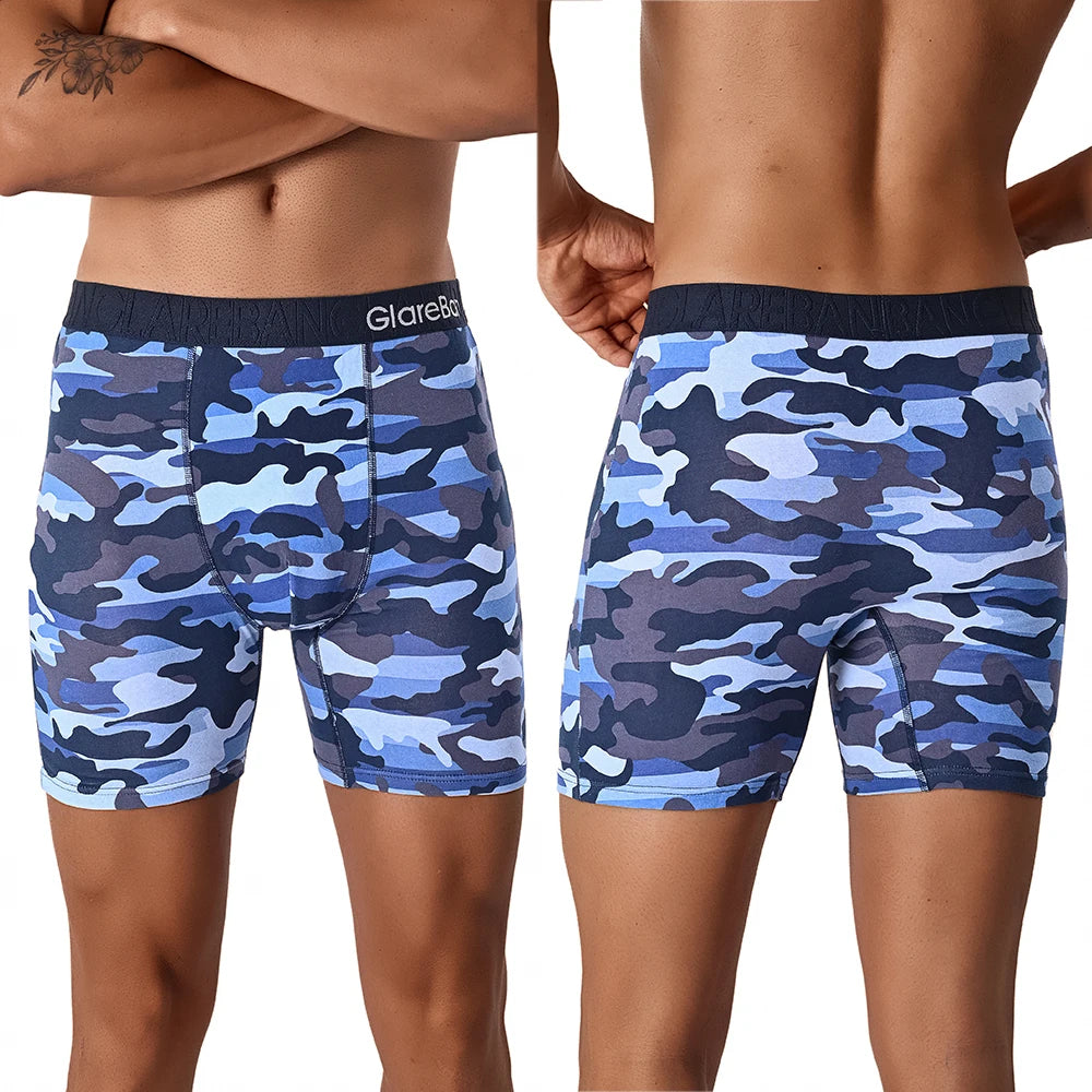 5pcs Set Mid-Long Camo Cotton Brand Boxer Shorts for Men Underwear Male Underpants Briefs Boxershorts Slips Panties Breathable