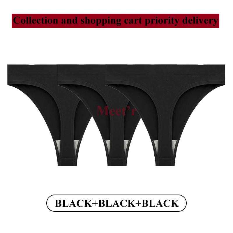 Meet'r 3Pcs/Lot Sexy Women Breathable Thong Low-waist High Elasticity Panties Underwear Breathable G String Temptation Lingerie