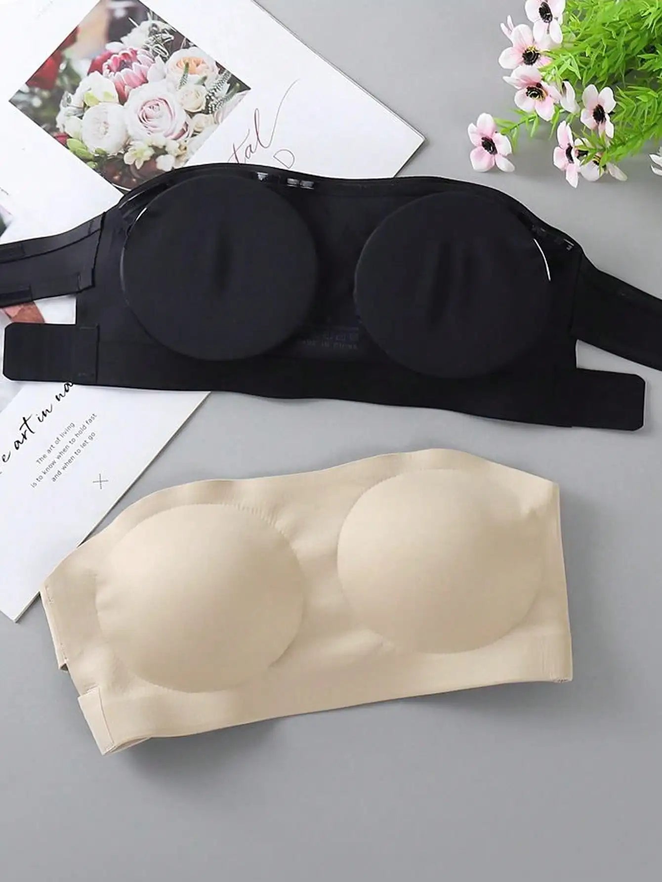 2pcs Women Seamless Non-Slip Criss-Cross Enhancing Sports Bra Sexy Side Closure Bra Strapless Bra,Comfortable Wireless Seamless