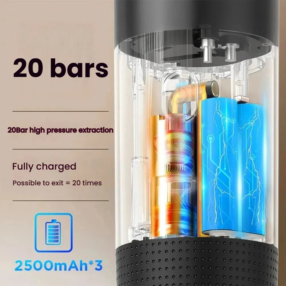 3-in-1 Portable Espresso Machine- Wireless Electric Coffee Maker for Home Car & Camping – Compact Powder Capsule Travel Brewer