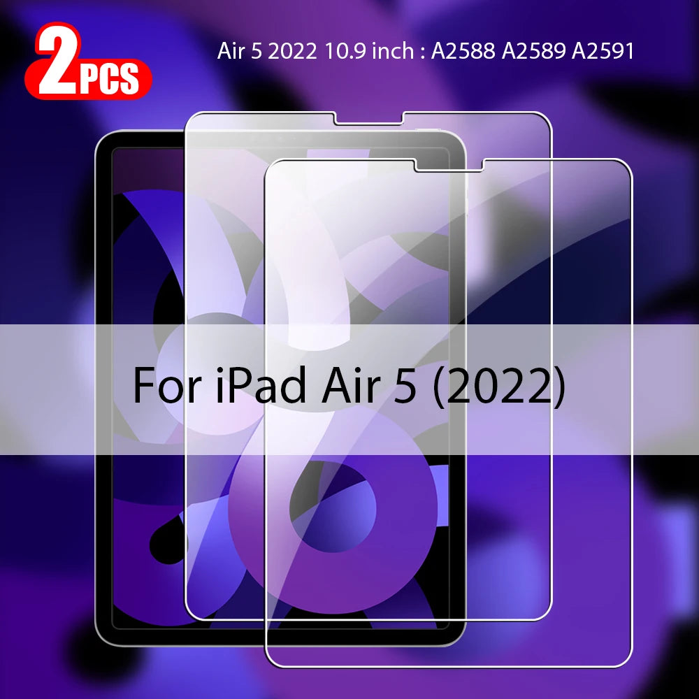 2Pcs Tempered Glass Screen Protector For Ipad Pro 13 12.9 M4 Air 11 M3 M2 5 4 Mini 6 7 9 9th 10 10th Generation A16 Accessories