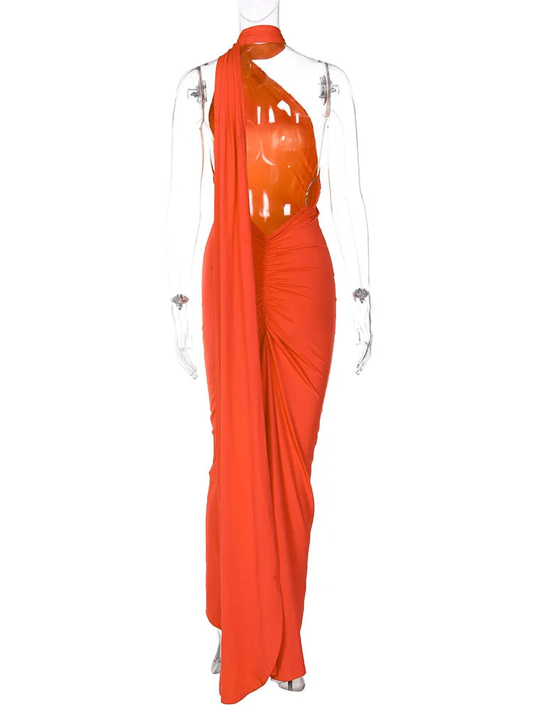 Ladies Summer Elegant Evening Party Dress For Women Sleeveless Backless Halter Sexy Long Dresses Woman Clothes Birthday Clubwear