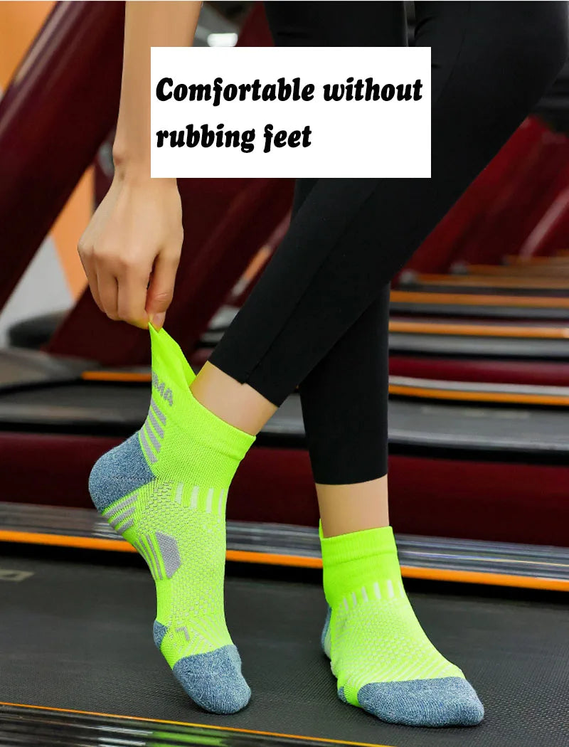 2023 Professional Marathon Running Sock Men Women Sports Fitness Thickened Cushioned Short Tube Low Cut Boat Ankle Socks