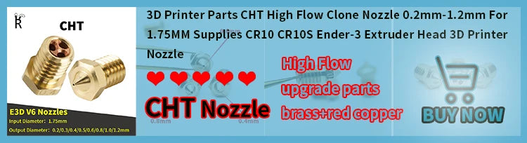 3D Printer Accessories MK8 Nozzle Brass 0.1mm-1.0mm For 1.75/3.0MM Supplies CR10 CR10S Ender-3 Extruder Head 3D Printer Nozzle