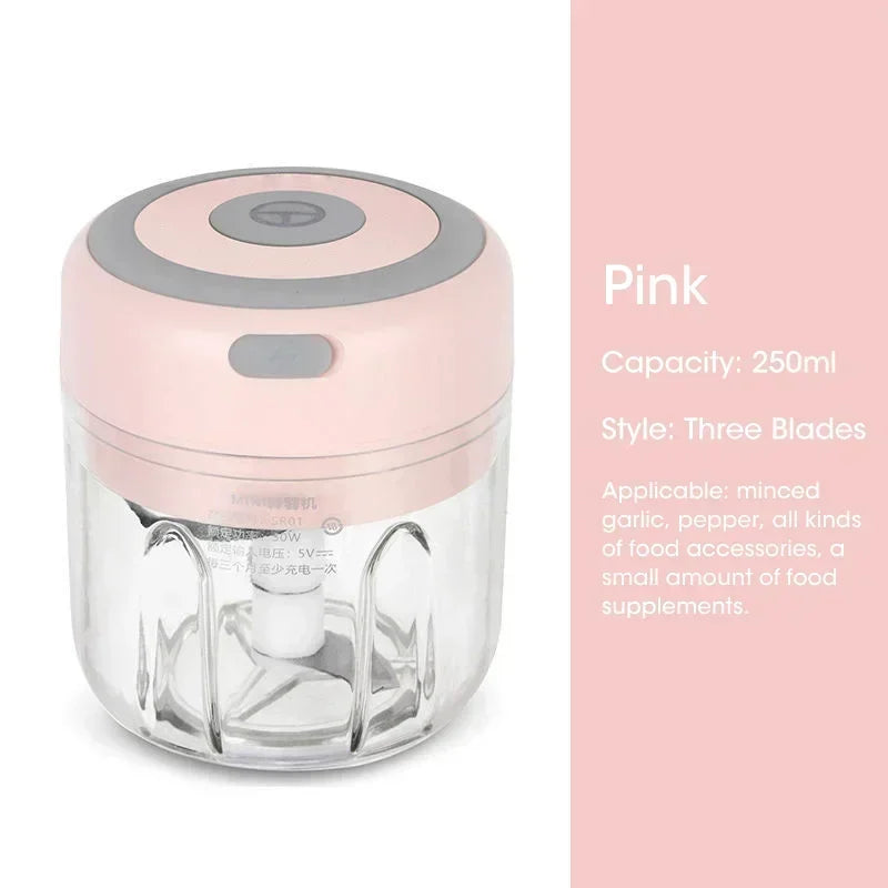 Electric Garlic Chopper, Mini Portable Veggie Chopper, Garlic Grinder Masher Onion Chopper, for Ginger, Chili, Fruit, Meat, etc