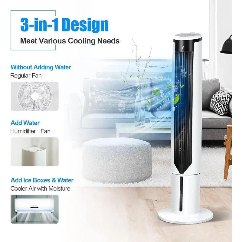 GOFLAME 41" Evaporative Air Cooler Portable, 3-IN-1 Oscillating Tower Fan with Remote Control, 3 Wind Speeds and 3 Modes