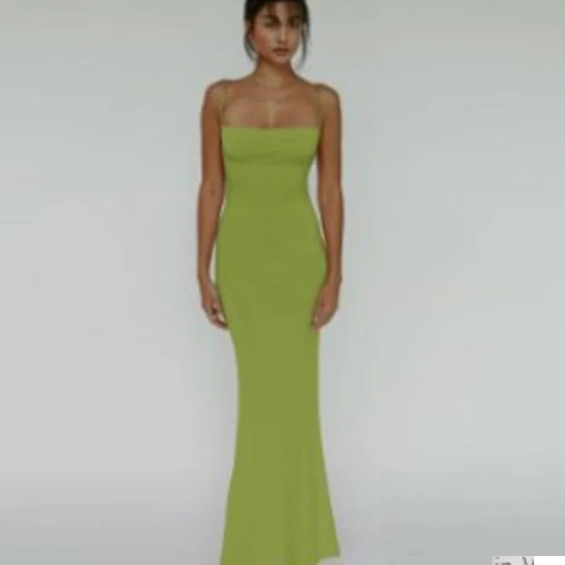 Ladies  Summer Elegant Evening Party Dress Women Sleeveless Backless Maxi Dresses Birthday Night Clubwear Fashion Female Outfits