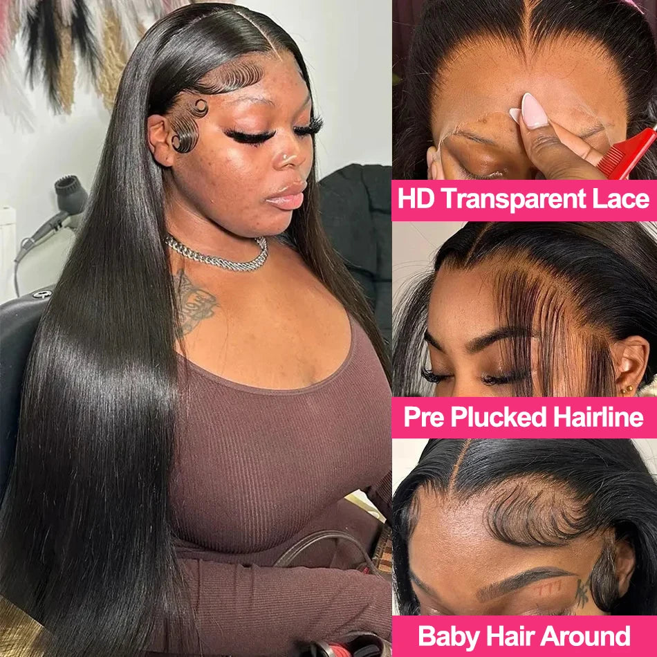 Bone Straight 13x4 HD Lace Front Human Hair Wigs Brazilian Remy Frontal Wig 5x5 Glueless Wigs Human Hair Ready To Wear For Women