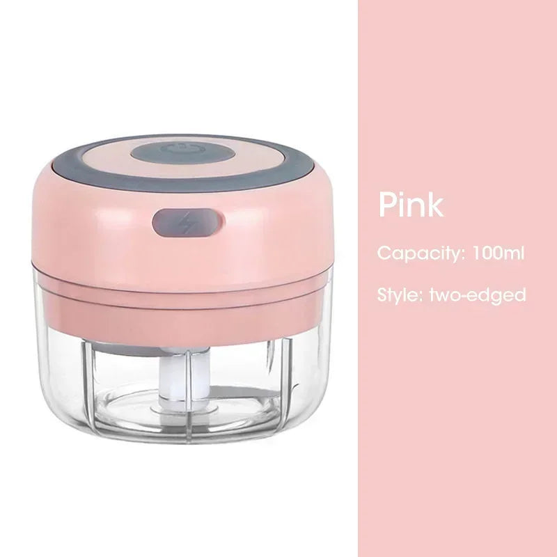 Electric Garlic Chopper, Mini Portable Veggie Chopper, Garlic Grinder Masher Onion Chopper, for Ginger, Chili, Fruit, Meat, etc