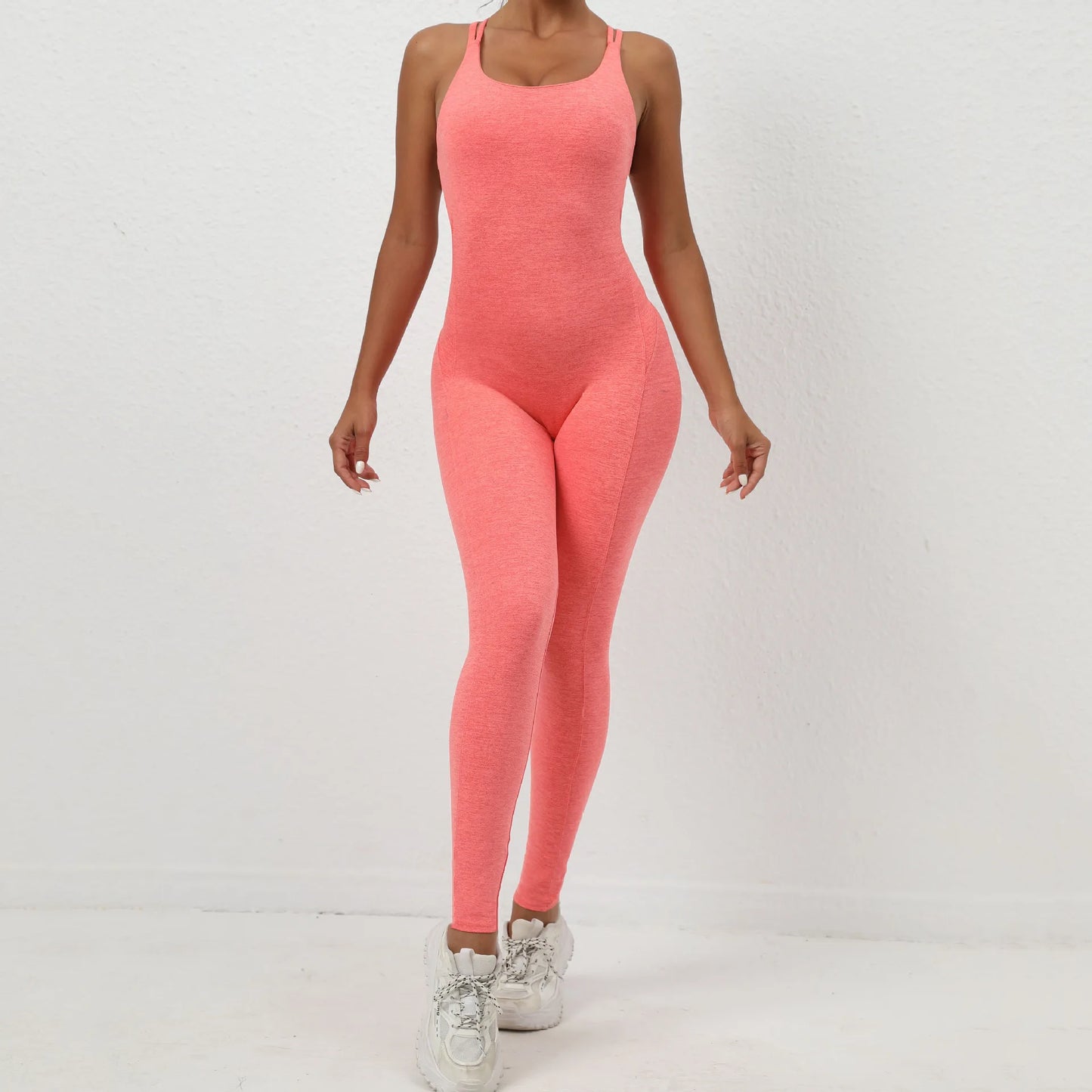 Sexy Backless Bodycon Scrunch Jumpsuit Raises Butt Women Dance Fitness Overalls for Women Sleeveless Yoga Sport Jump Suit Black