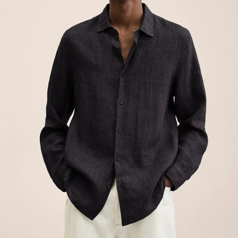 Oversized S-5XL Men Cotton Linen Blouse Tops Summer Spring Turn Down Collar Long Sleeve Office Work Blouse Shirts SZE-ST22071