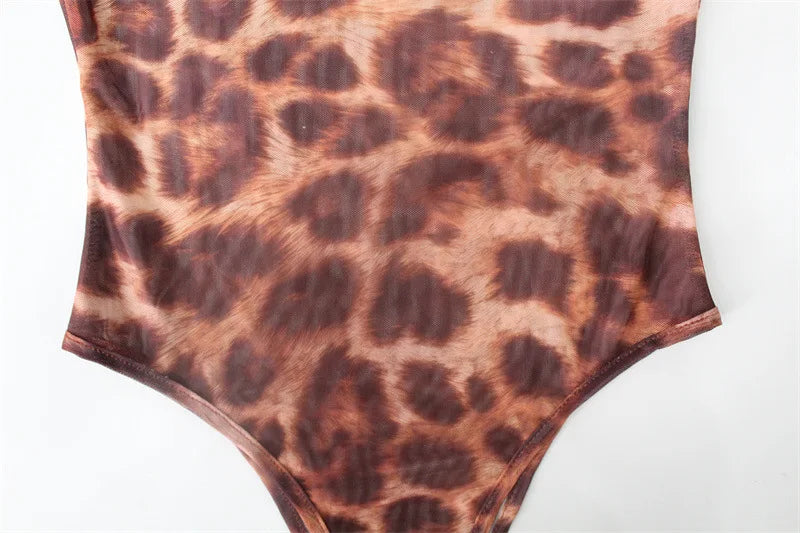 Ladies Autumn One Piece Leopard Print New Fashion Long Sleeve O-Neck Skinny Sexy Bodysuit Women Party Club Wear Y2K Fall Outfits
