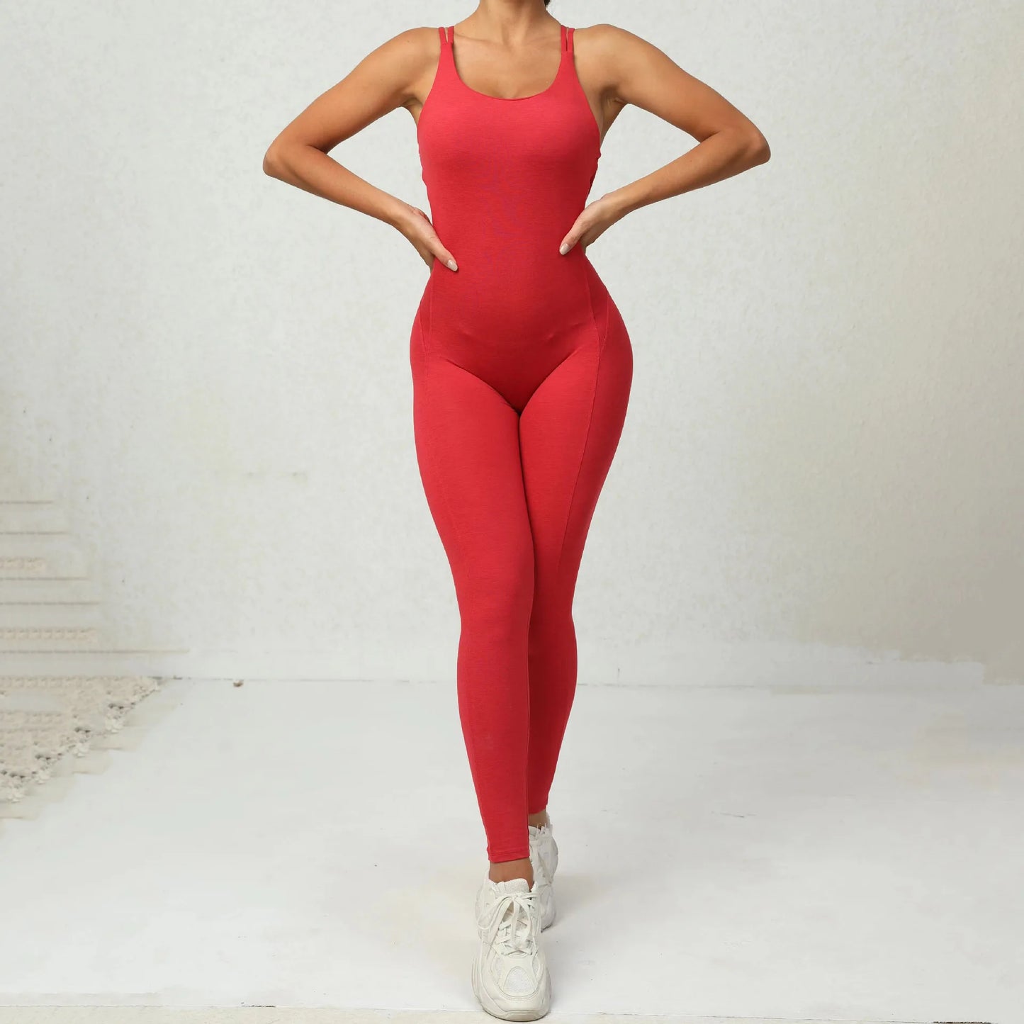 Sexy Backless Bodycon Scrunch Jumpsuit Raises Butt Women Dance Fitness Overalls for Women Sleeveless Yoga Sport Jump Suit Black