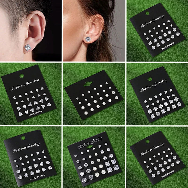 1Set   For Women Men Jewelry Accessories Gifts Fashion Luxury Rhinestone Stud Earrings Set Shiny Simple Wedding Stud Earrings