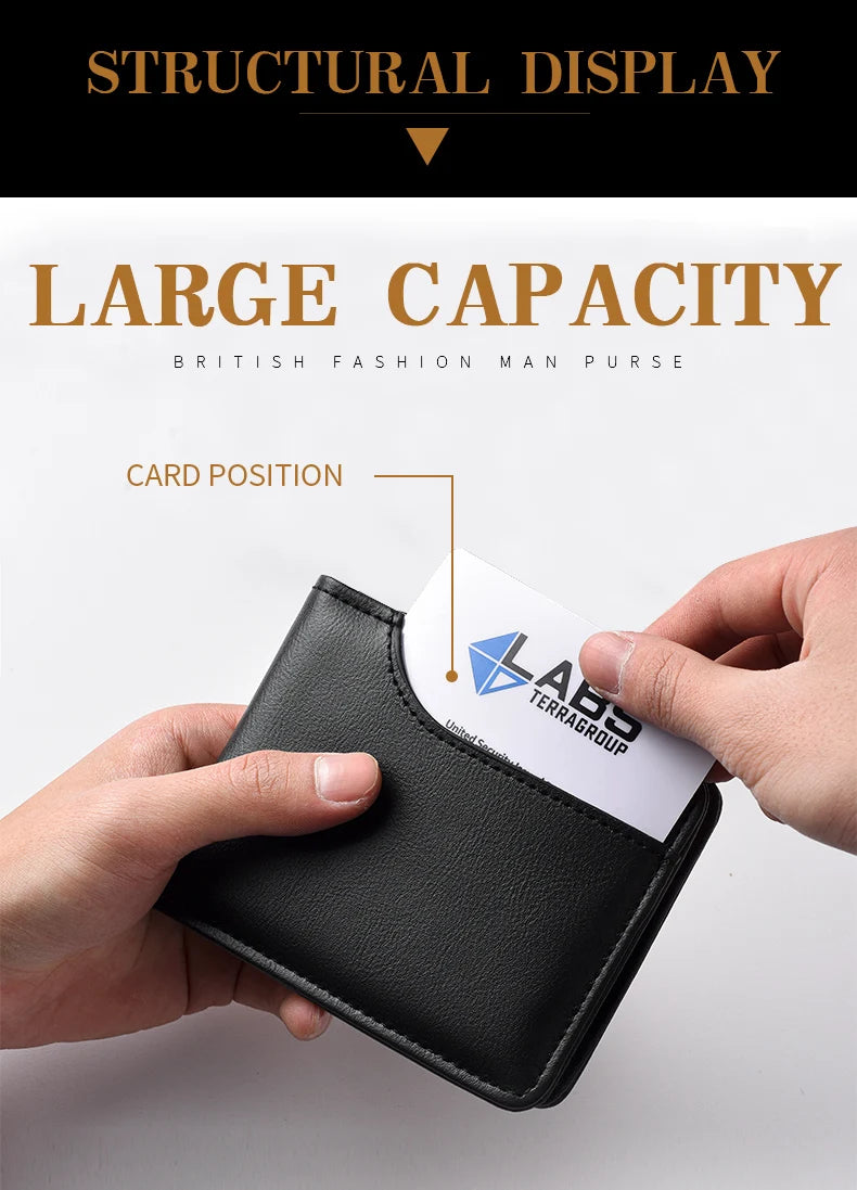 Men's Short Wallet Multi-Card Slot Card Holder PU Leather Luxury Wallet for Men