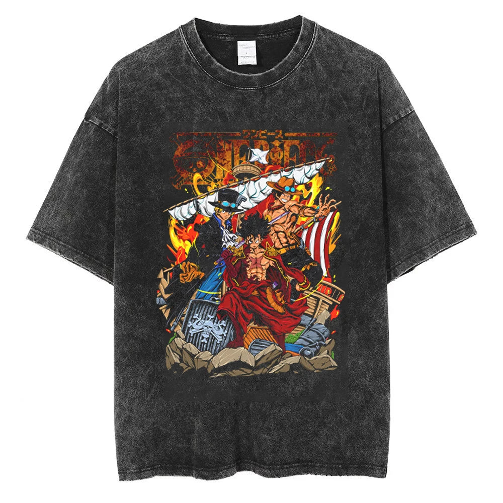 Men Streetwear Tshirt Hip Hop Oversized One Piece Graphic Print Retro T-Shirt Harajuku Summer Short Sleeve T Shirt Cotton Tops