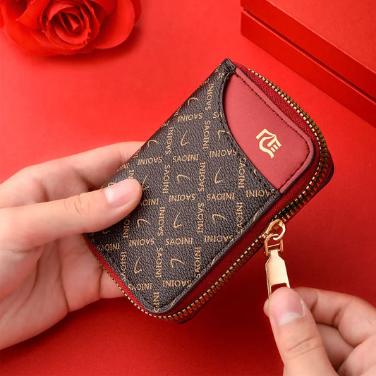 New Women's Small Wallet Premium Sense Personality Lady Credit Card Holder Fashion Multi-Slot Zipper Credit Card Wallet  Women's