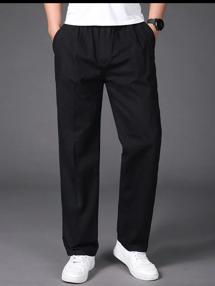 Summer thin cotton casual pants men loose straight leg 2024 new men's pants trend all matching men's long pants